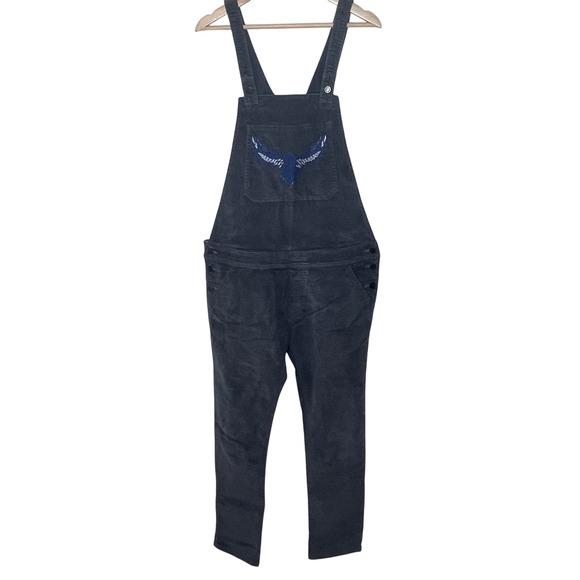 Zadig & Voltaire Denim - Zadig & Voltaire Corduroy Overalls Eagle‎ Embroidery Dark Grey Women's